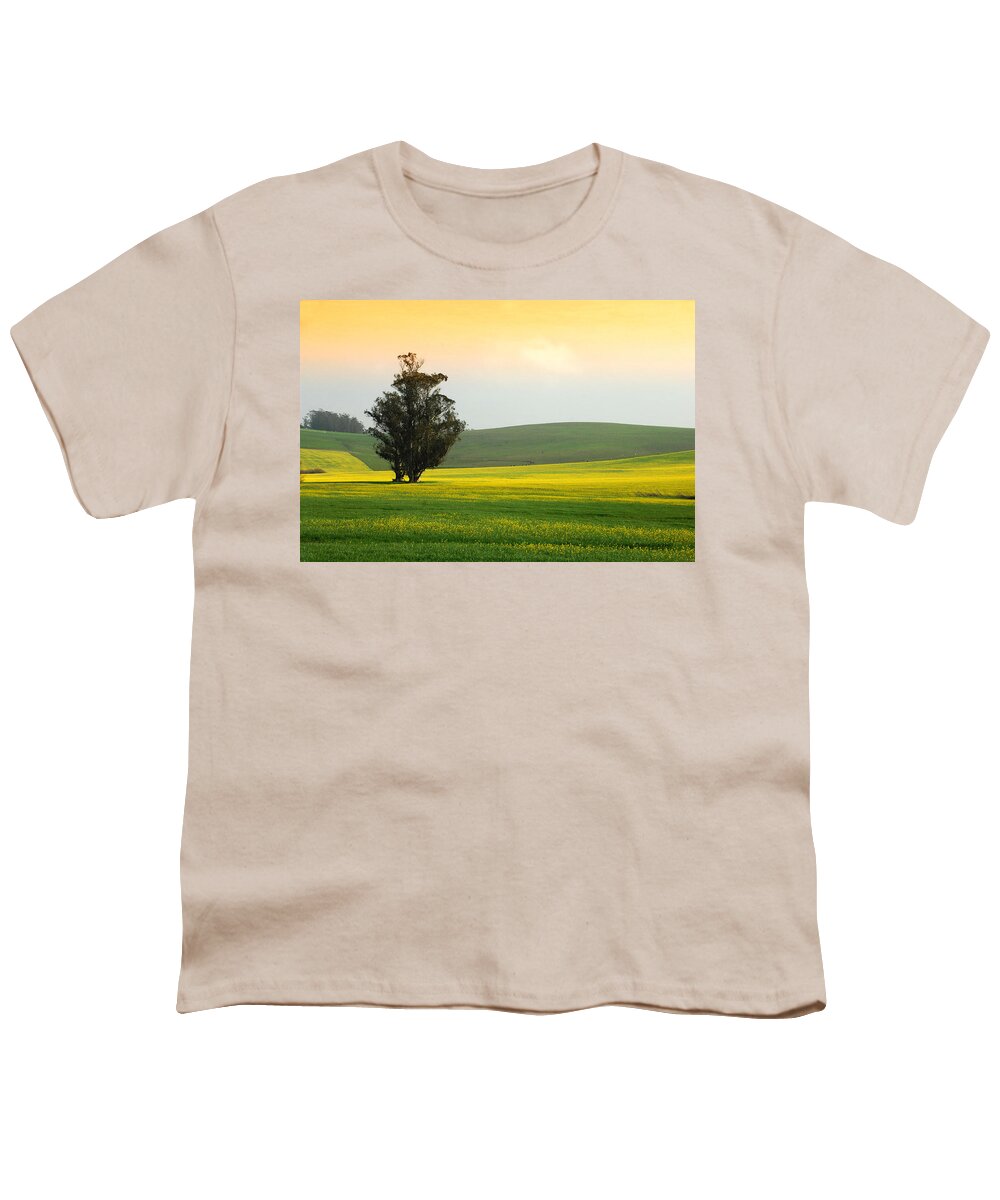 Mustard Flowers Youth T-Shirt featuring the photograph In Fields Of Gold by Donna Blackhall
