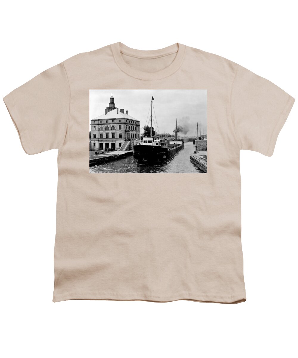 Ship Youth T-Shirt featuring the photograph In the Locks by Benjamin Yeager
