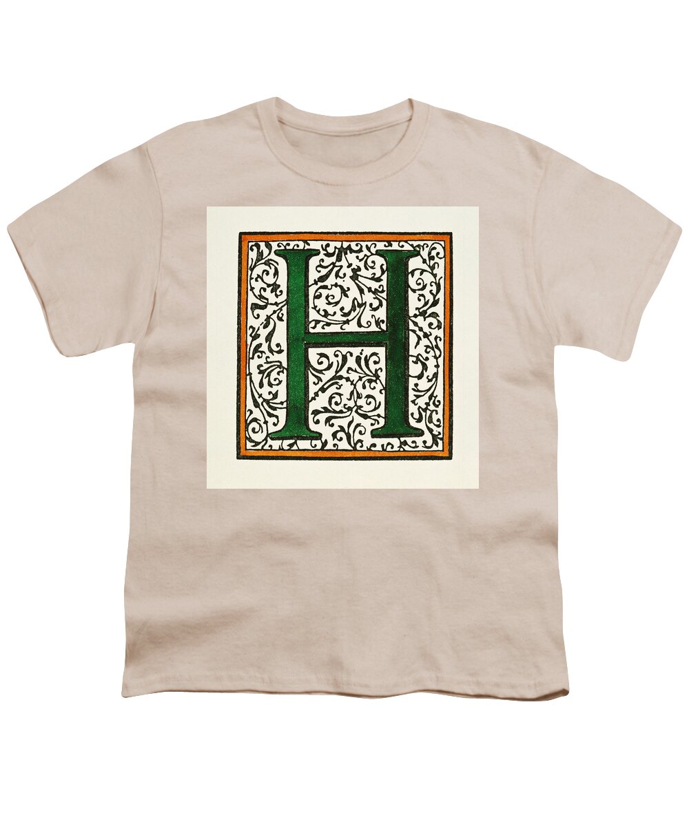 1600 Youth T-Shirt featuring the painting Initial 'h', C1600 by Granger
