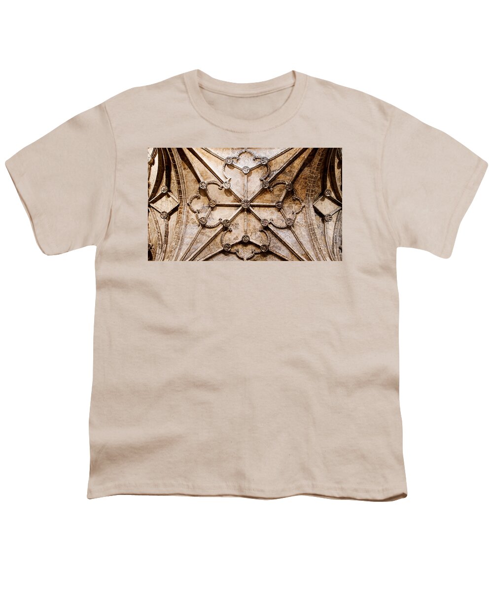 Jesus Youth T-Shirt featuring the photograph Jesus on a Ribbed Ceiling by Weston Westmoreland
