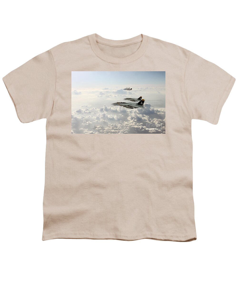 F14 Tomcat Youth T-Shirt featuring the digital art Jolly Rogers by Airpower Art