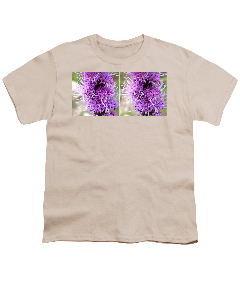 Duane Mccullough Youth T-Shirt featuring the photograph Liatris Flowers in Stereo by Duane McCullough