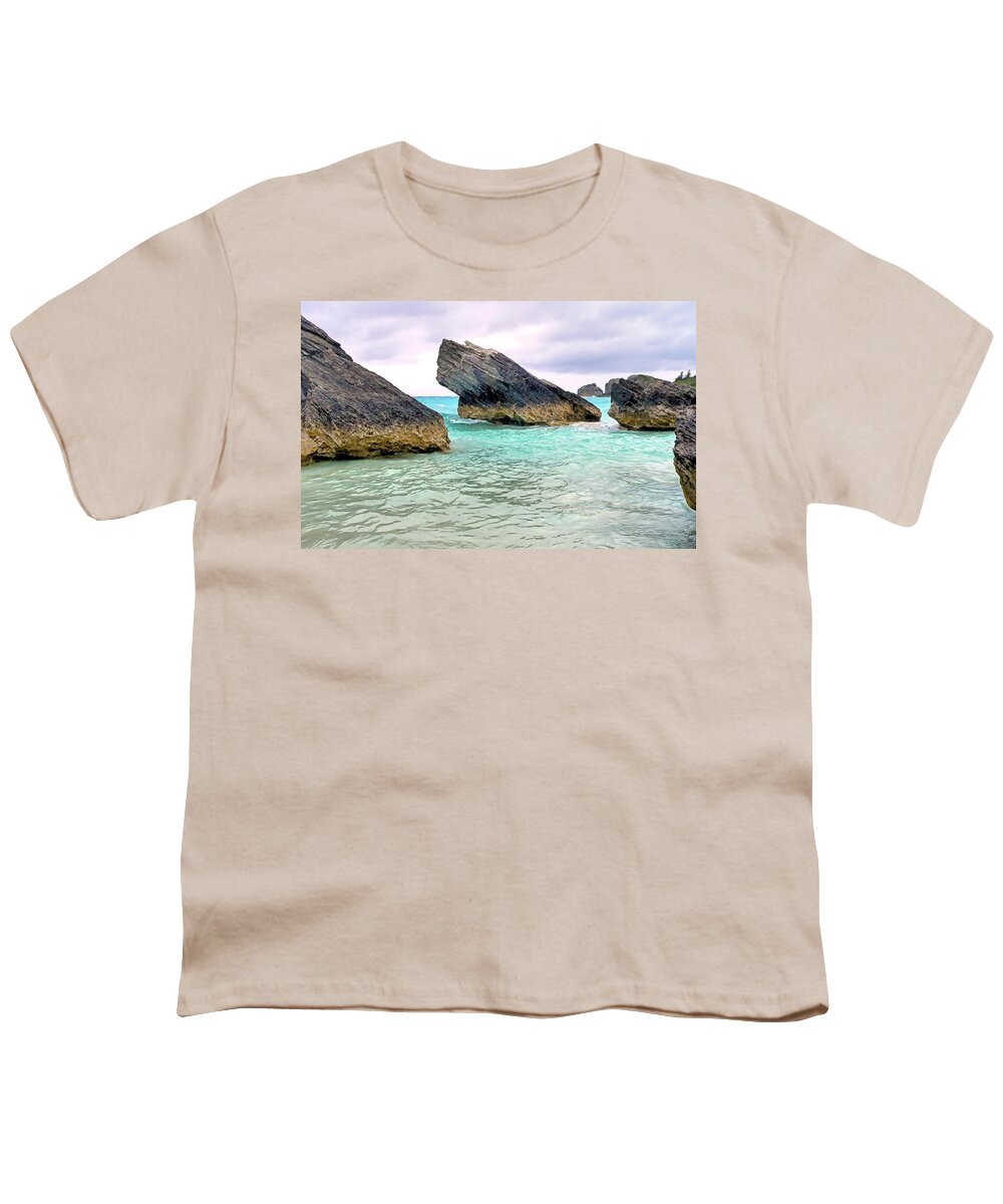 Limestone Youth T-Shirt featuring the photograph Limestone in Turquoise Waters by Janice Drew