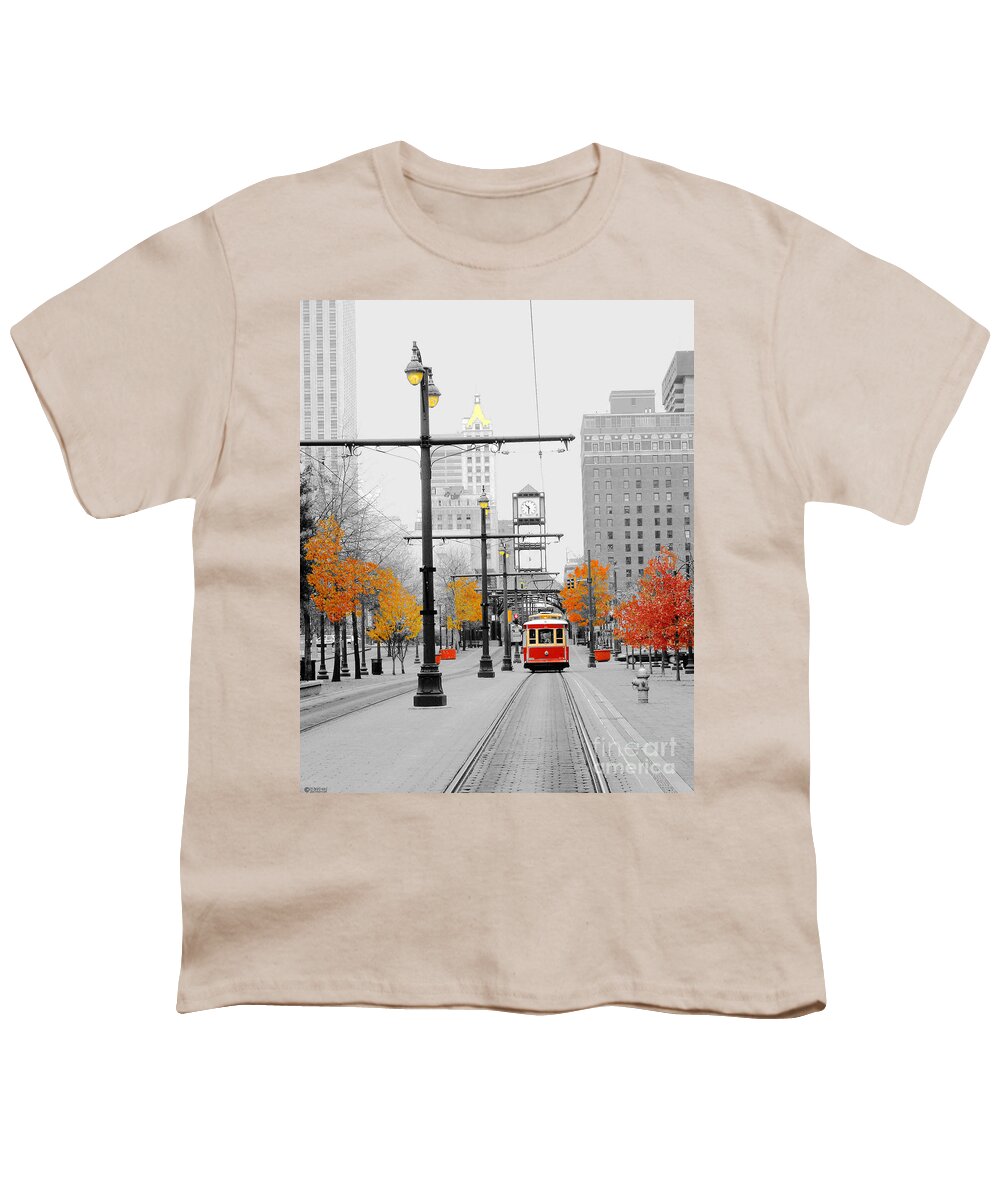 Trolley Youth T-Shirt featuring the digital art Main Street Trolley by Lizi Beard-Ward