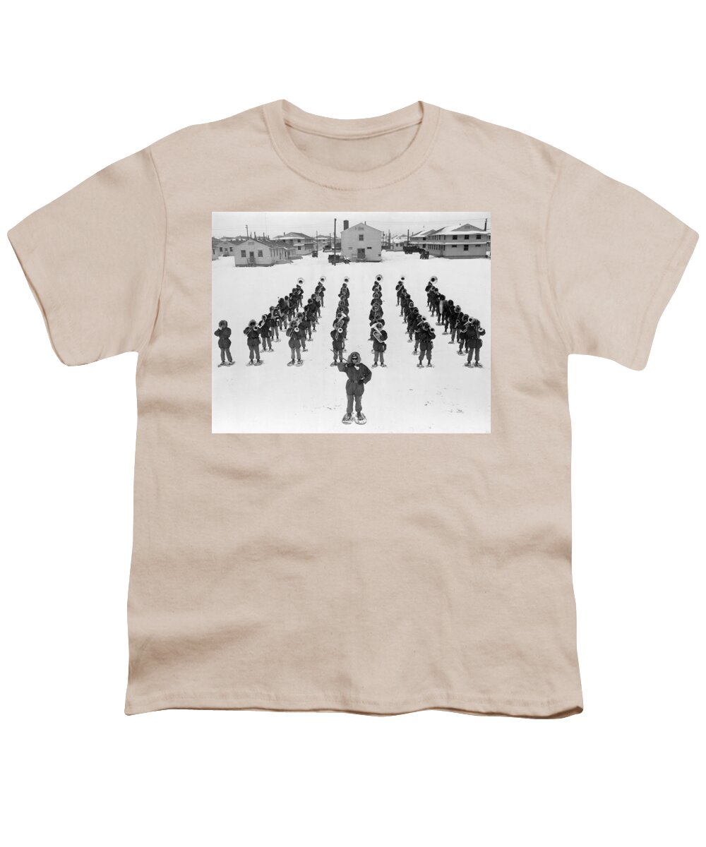 1953 Youth T-Shirt featuring the photograph Military Band, 1953 by Granger