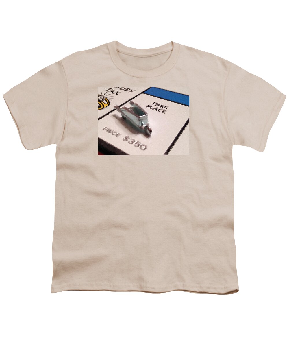 Monopoly Youth T-Shirt featuring the painting Monopoly Board Custom Painting Park Place by Tony Rubino