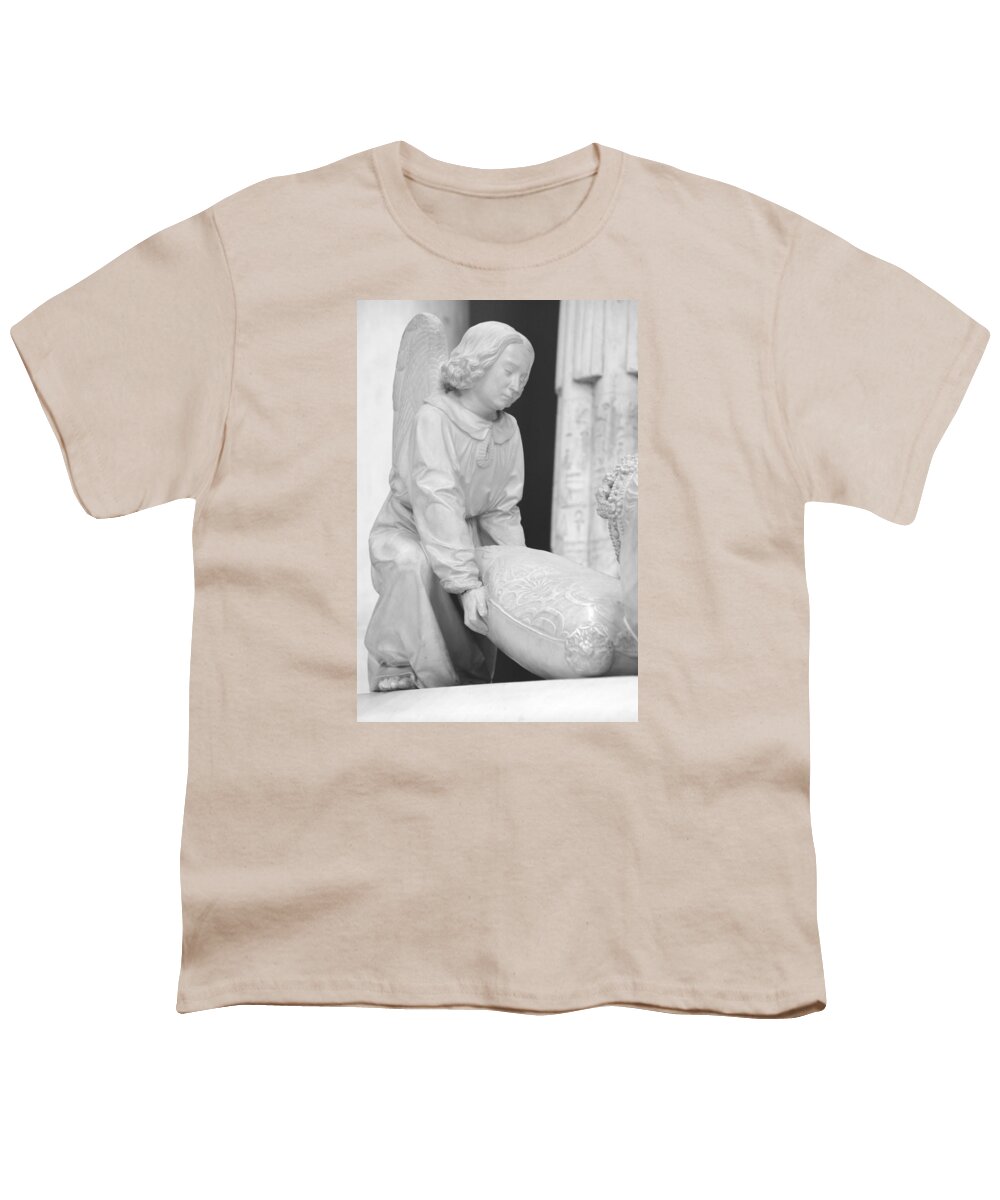 Angel Youth T-Shirt featuring the photograph Angel with stone pillow Pittsburgh Museum by Valerie Collins