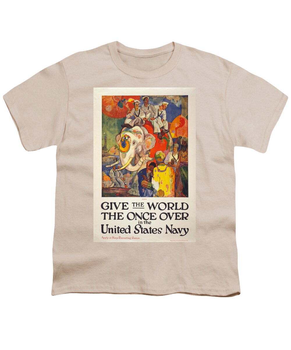 1919 Youth T-Shirt featuring the painting Navy Poster, 1919 by Granger