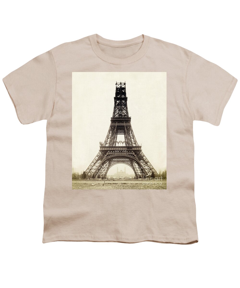 History Youth T-Shirt featuring the photograph Nearly-finished Eiffel Tower, 1888 by Getty Research Inst.