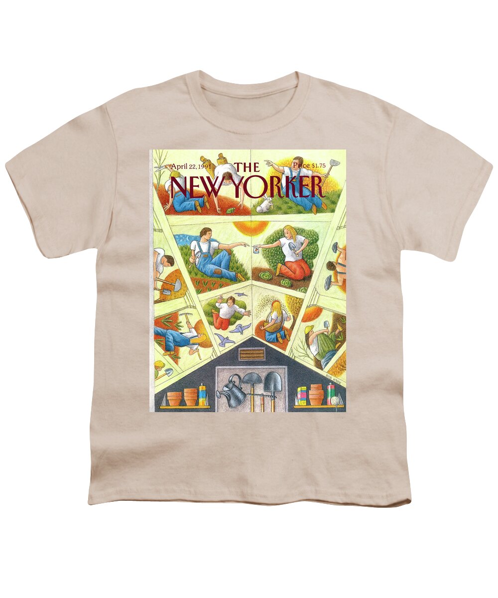 Household Chores Youth T-Shirt featuring the painting New Yorker April 22nd, 1991 by Bob Knox