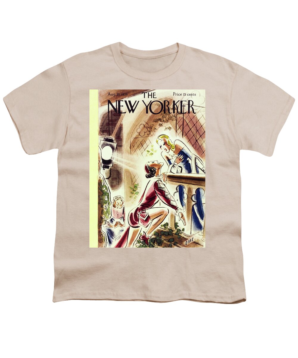 Theater Youth T-Shirt featuring the painting New Yorker August 20 1938 by Leonard Dove