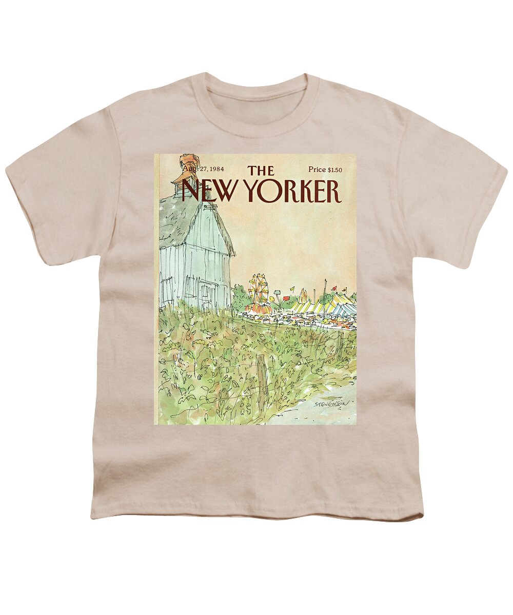 Summer Youth T-Shirt featuring the painting New Yorker August 27th, 1984 by James Stevenson
