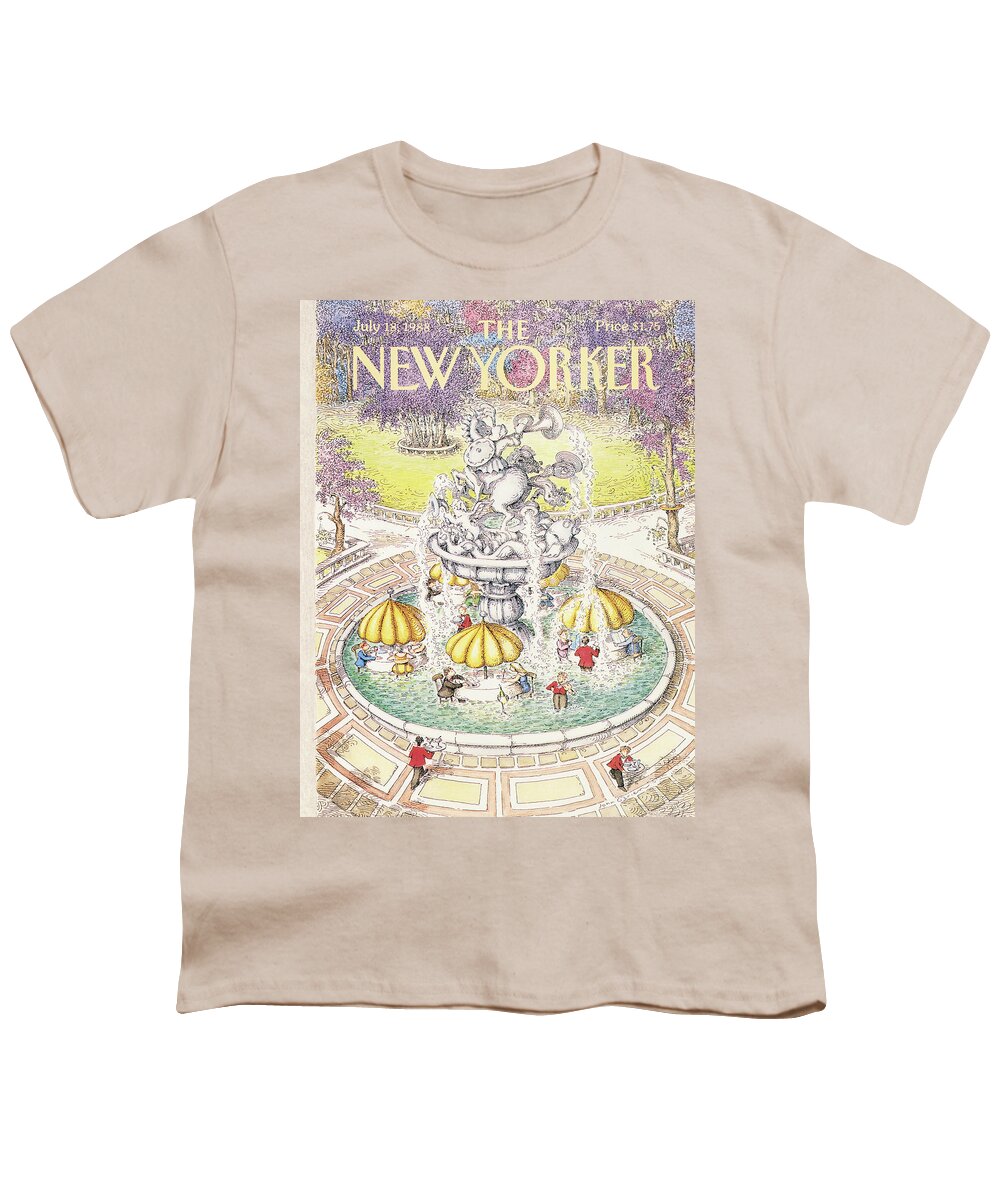 Dining Youth T-Shirt featuring the painting New Yorker July 18th, 1988 by John O'Brien