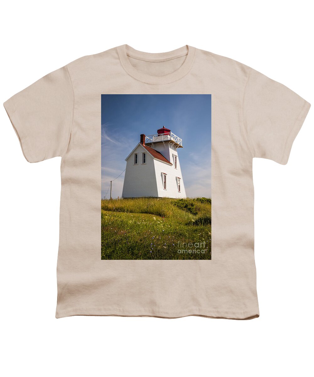 Lighthouse Youth T-Shirt featuring the photograph North Rustico Lighthouse 3 by Elena Elisseeva