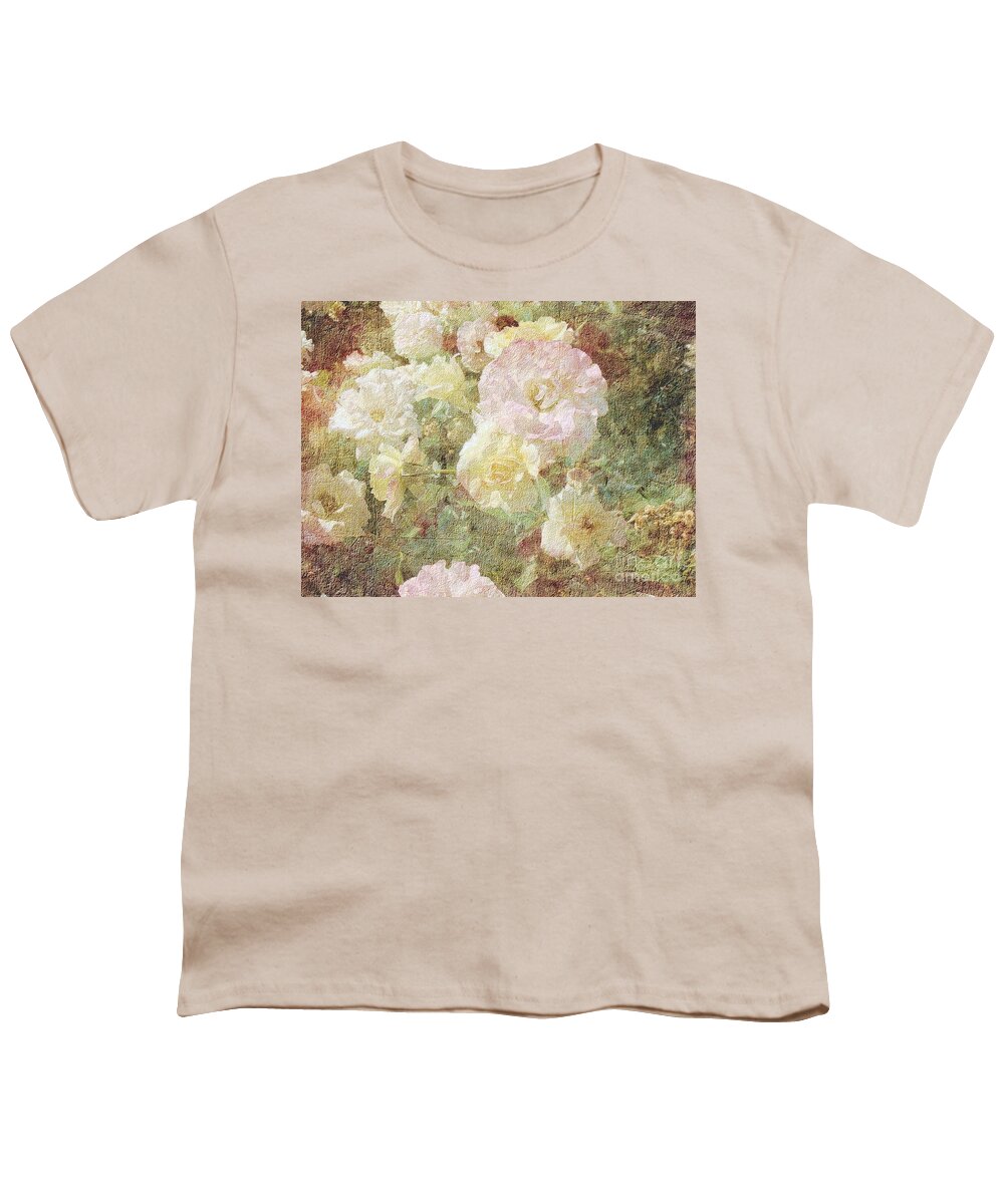Roses Youth T-Shirt featuring the photograph Pink and White Roses with Tapestry Look by Janette Boyd