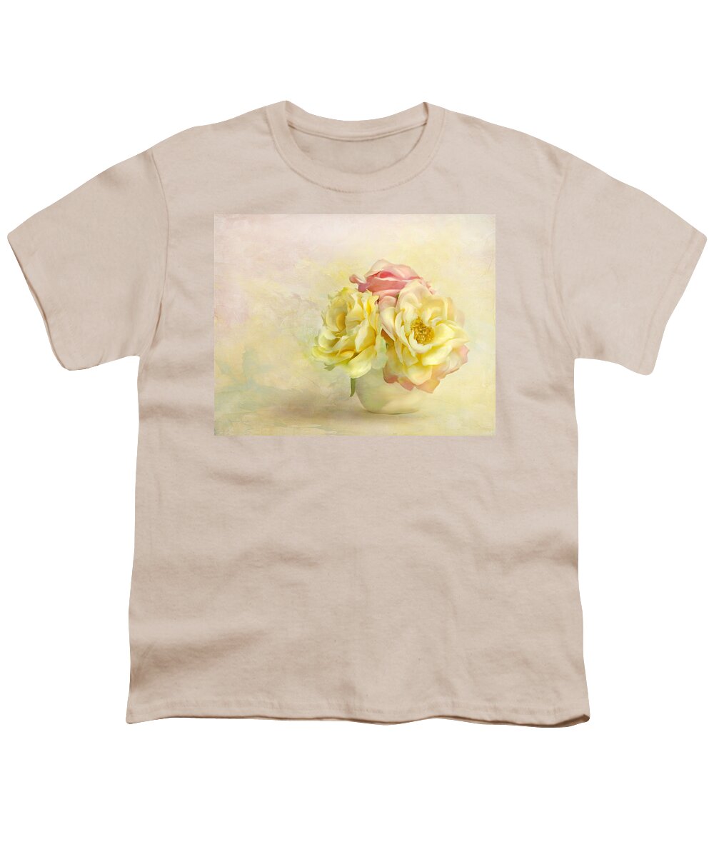 Floral Youth T-Shirt featuring the photograph Pink And Yellow Roses by Theresa Tahara