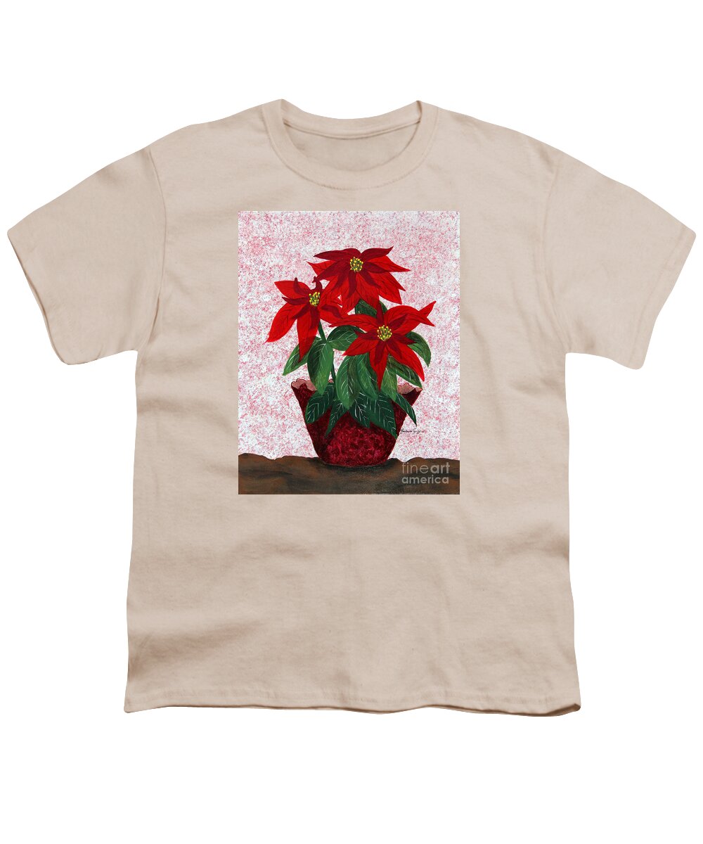 Barbara Griffin Youth T-Shirt featuring the painting Poinsettias by Barbara A Griffin