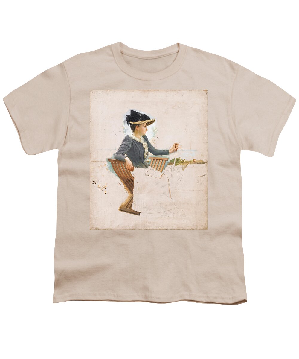 Camille-felix Bellanger Youth T-Shirt featuring the painting Portrait of Mrs Bellanger by Camille-Felix Bellanger