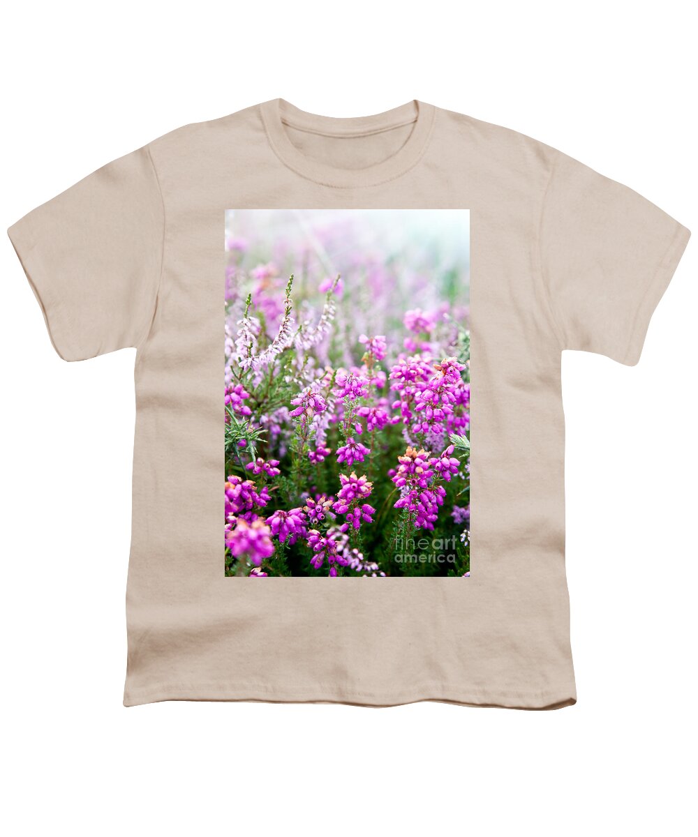  Flower Youth T-Shirt featuring the photograph Purple bell erica heather plants by Simon Bratt