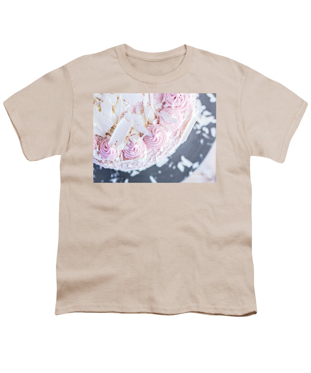 Raspberry Youth T-Shirt featuring the photograph Raspberry White Chocolate Cake by Edward Fielding