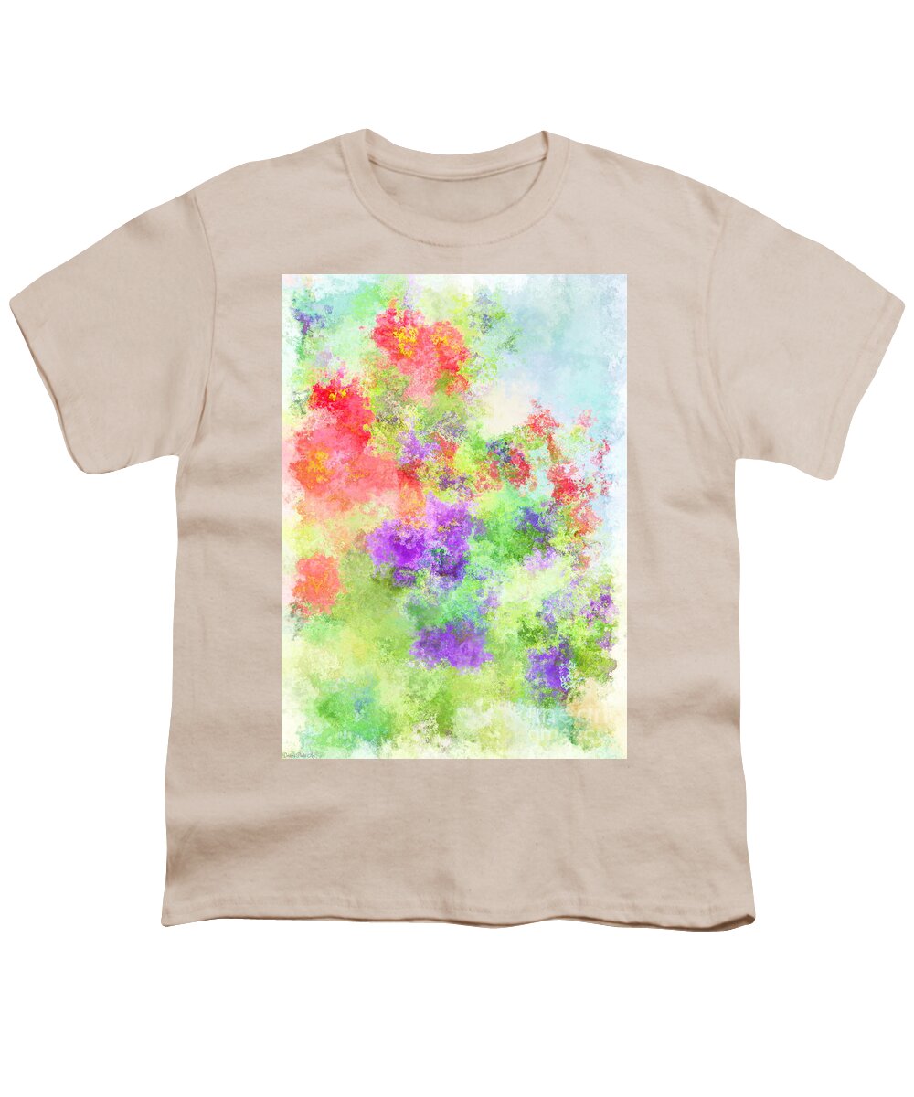 Calibrachoa Youth T-Shirt featuring the photograph Red and Purple Calibrachoa Abstract Digital Paint I by Debbie Portwood