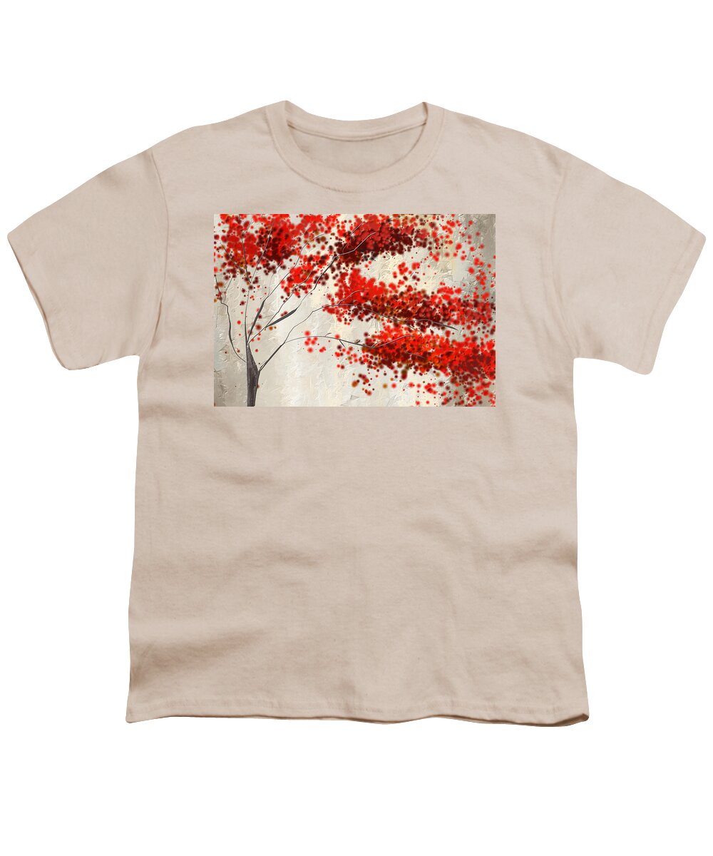 Maple Tree Youth T-Shirt featuring the painting Red Divine- Autumn Impressionist by Lourry Legarde