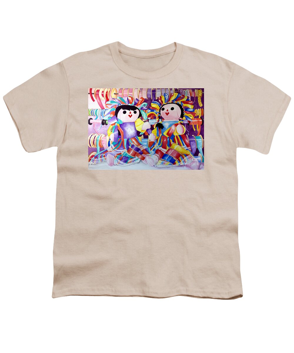 Girls Youth T-Shirt featuring the painting Ribbon Shoppin by Kandyce Waltensperger