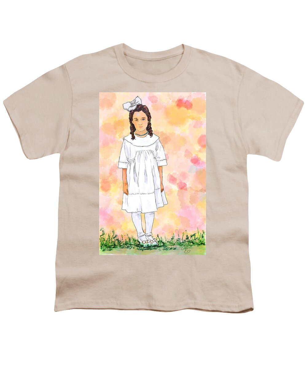Beautiful Youth T-Shirt featuring the digital art Sad Girl by Debra Baldwin