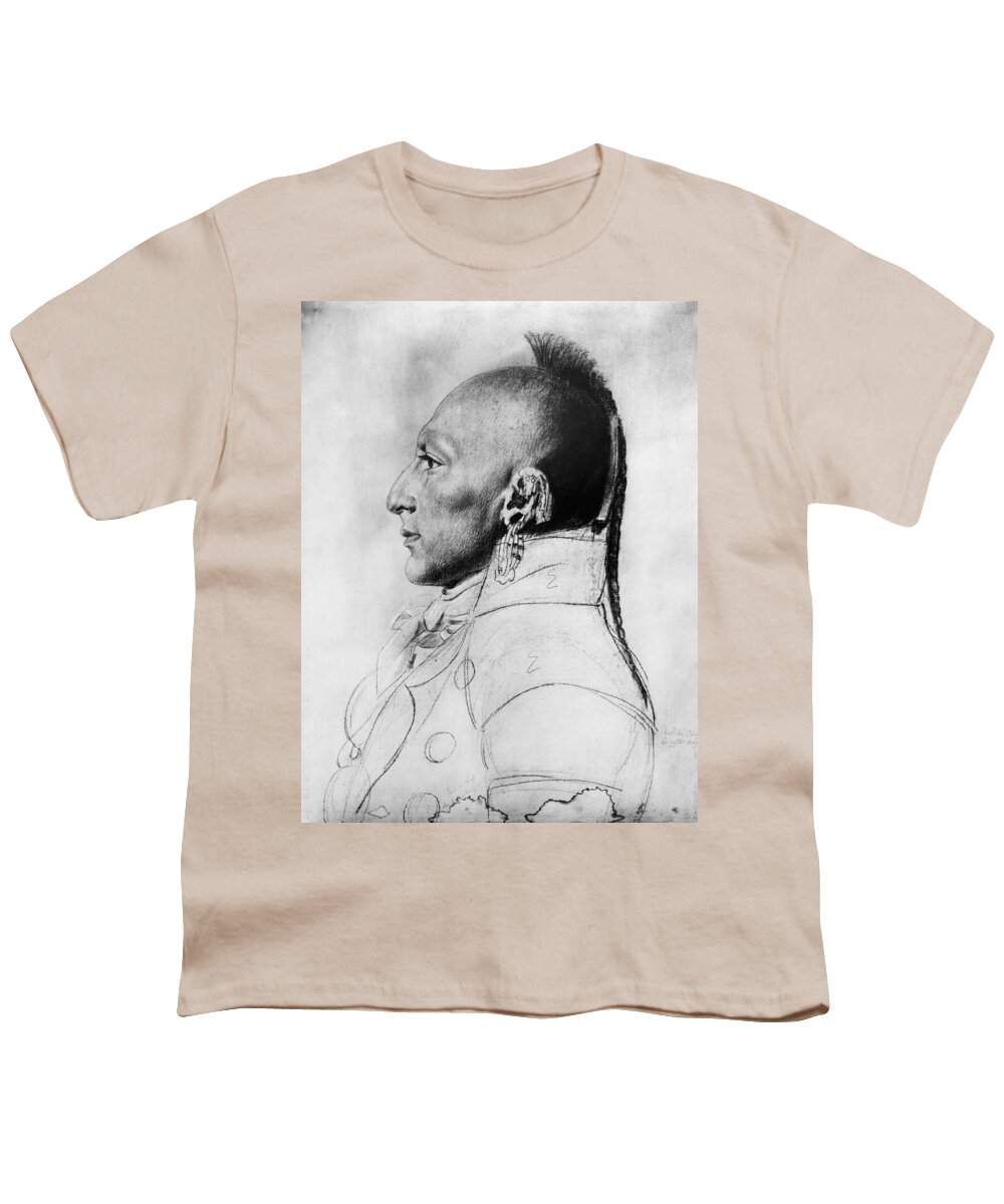 1804 Youth T-Shirt featuring the drawing Saint-memin Osage, C1804 by Granger