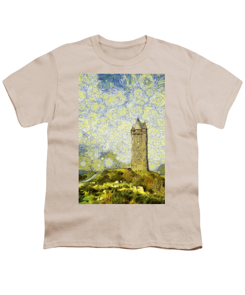Scrabo Youth T-Shirt featuring the photograph Starry Scrabo Tower by Nigel R Bell