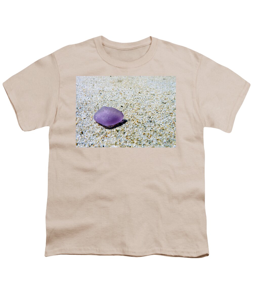 Janice Drew Youth T-Shirt featuring the photograph Sea glass in amethyst by Janice Drew