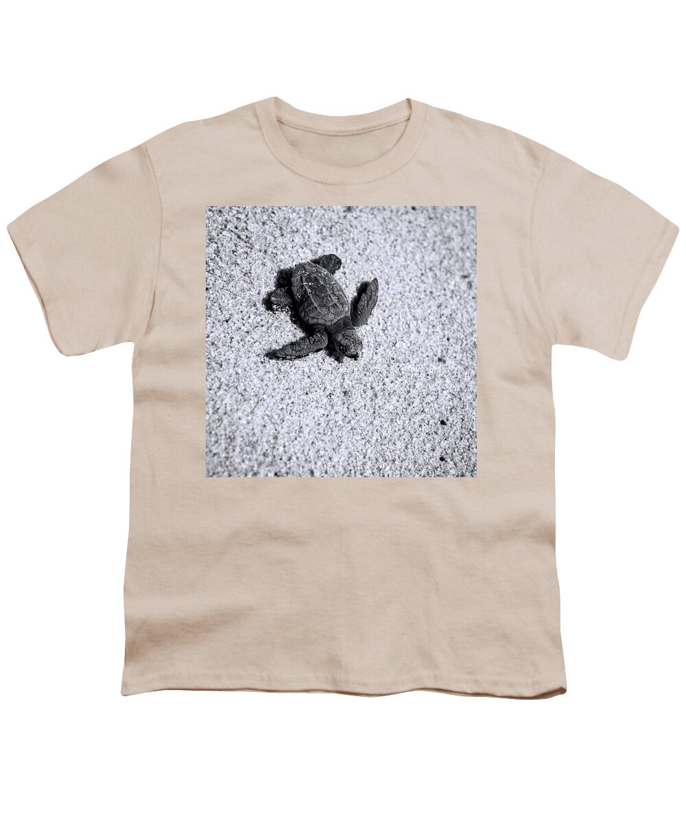 Los Cabos Youth T-Shirt featuring the photograph Sea Turtle in Black and White by Sebastian Musial