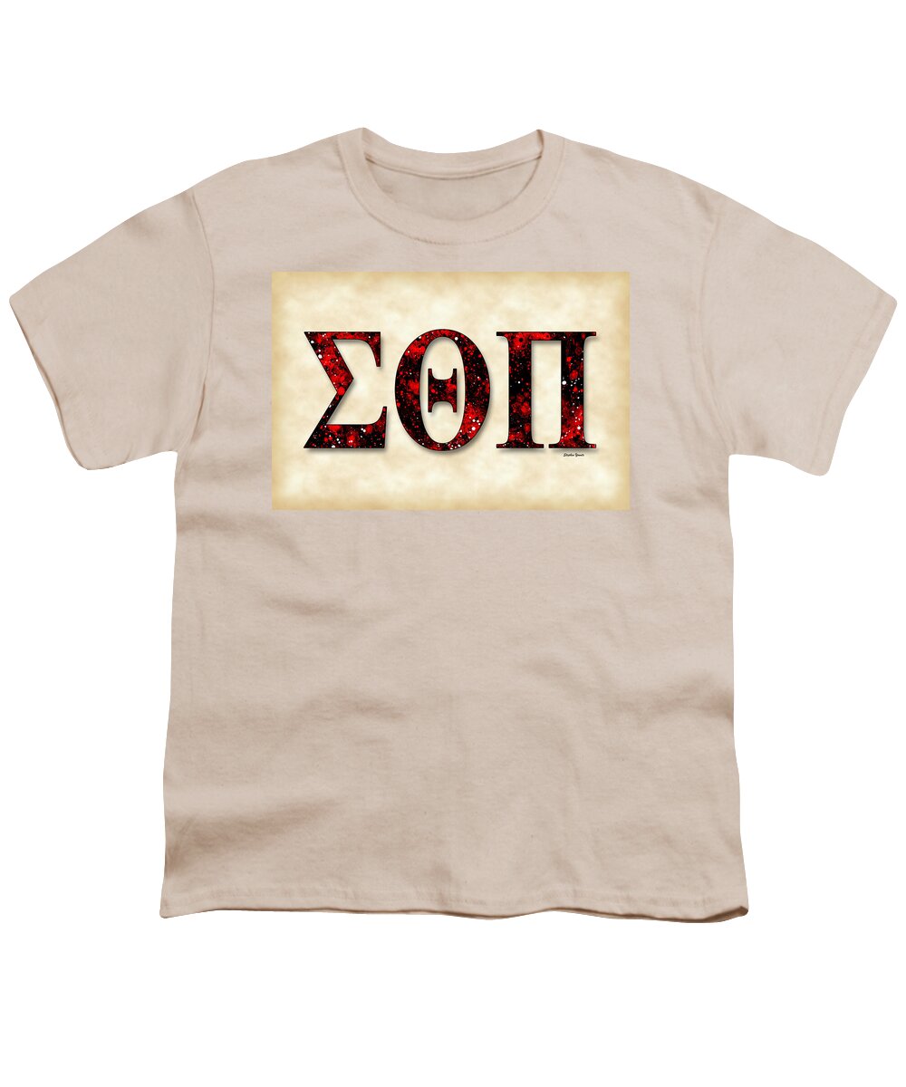 Sigma Thta Pi Youth T-Shirt featuring the digital art Sigma Theta Pi - Parchment by Stephen Younts