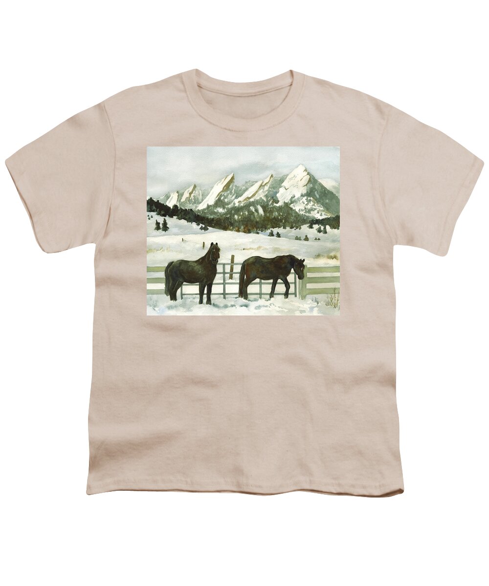 Winter Scene Painting Youth T-Shirt featuring the painting Snowy Day by Anne Gifford