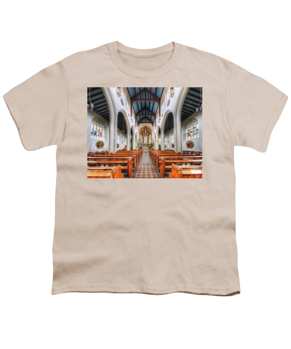 Yhun Suarez Youth T-Shirt featuring the photograph St Mary's Catholic Church - The Nave by Yhun Suarez