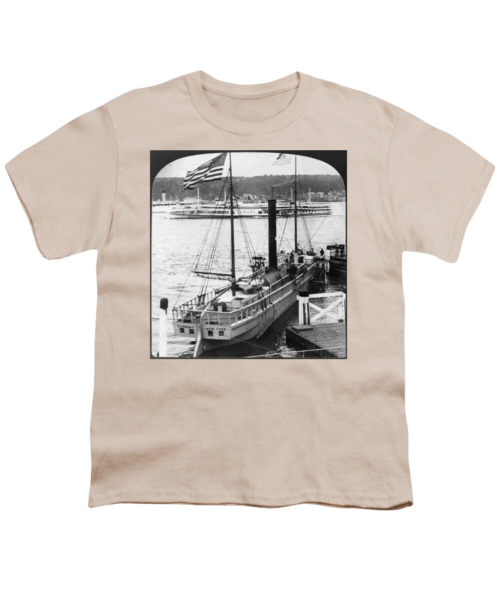 1909 Youth T-Shirt featuring the painting Steamboats, C1909 by Granger