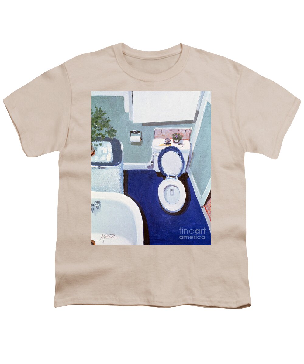 Bathroom Youth T-Shirt featuring the painting Study in White Porcelain by Donald Maier