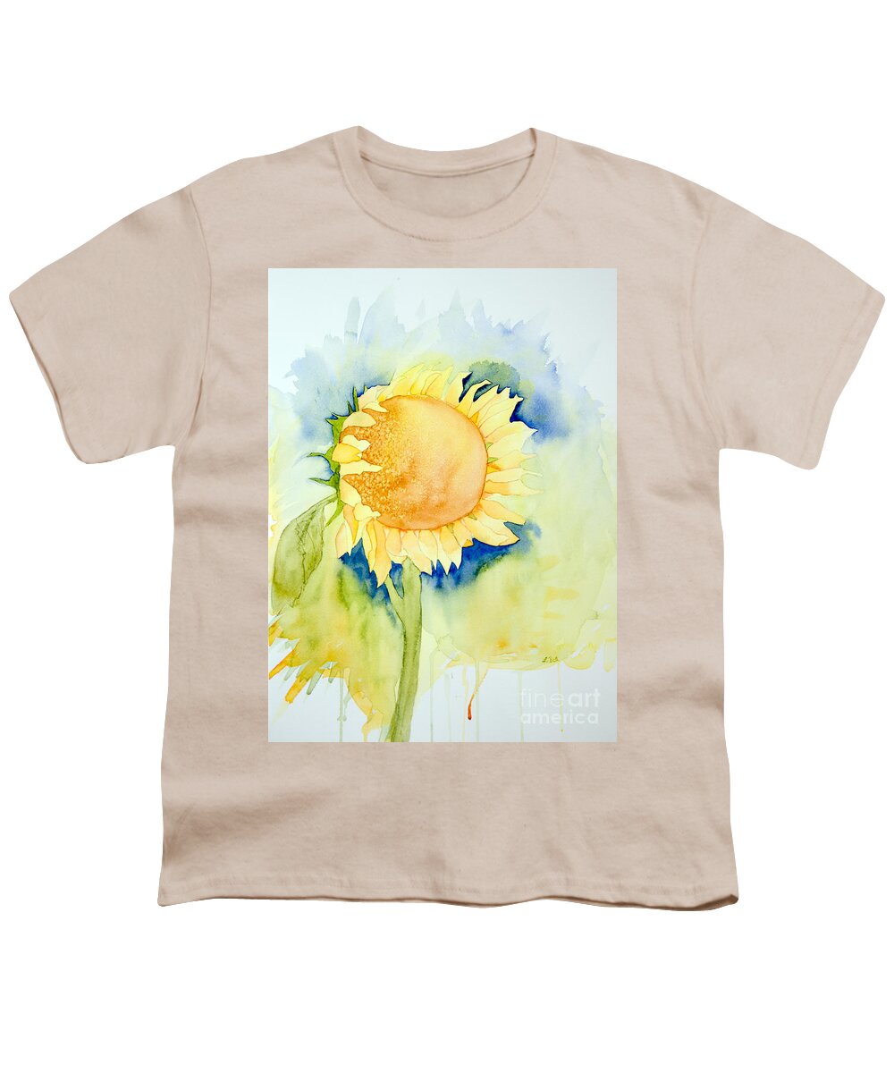Sunflower Youth T-Shirt featuring the painting Sunflower 1 by Laurel Best