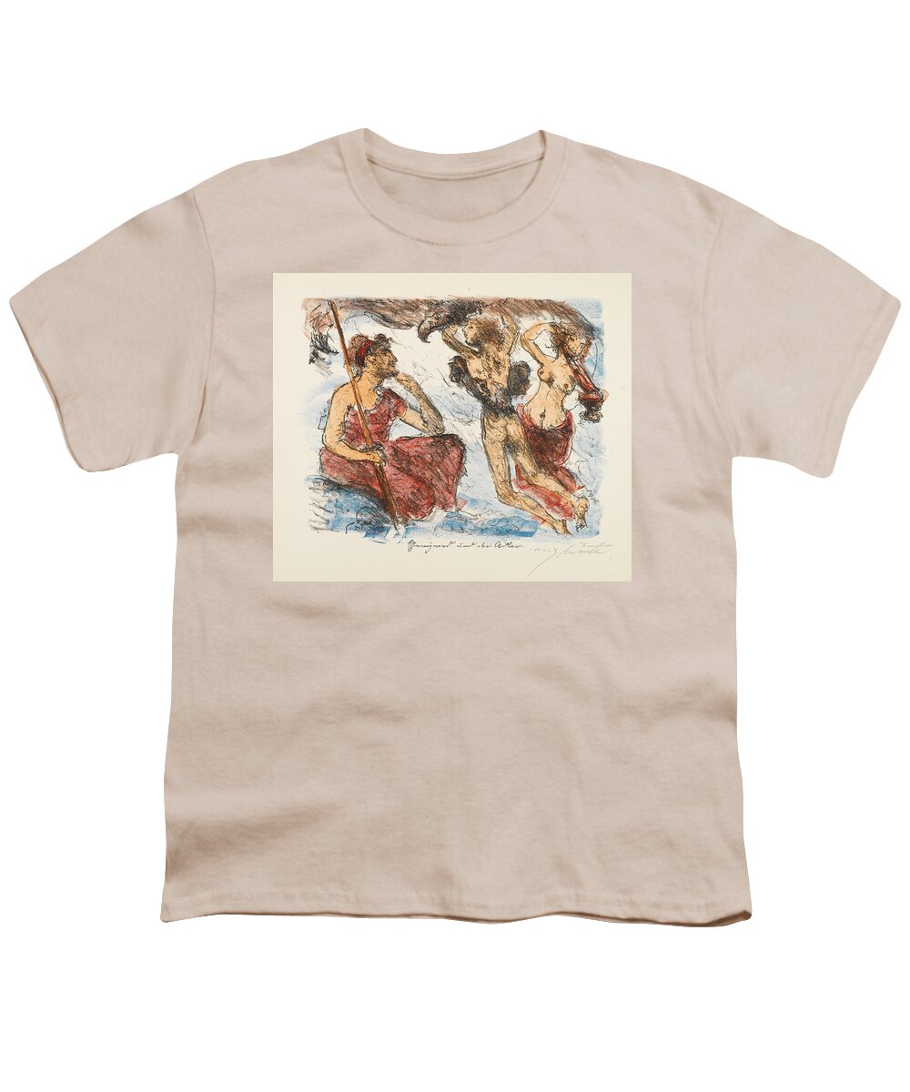 Lovis Corinth Youth T-Shirt featuring the drawing The Liaisons of Zeus by Lovis Corinth