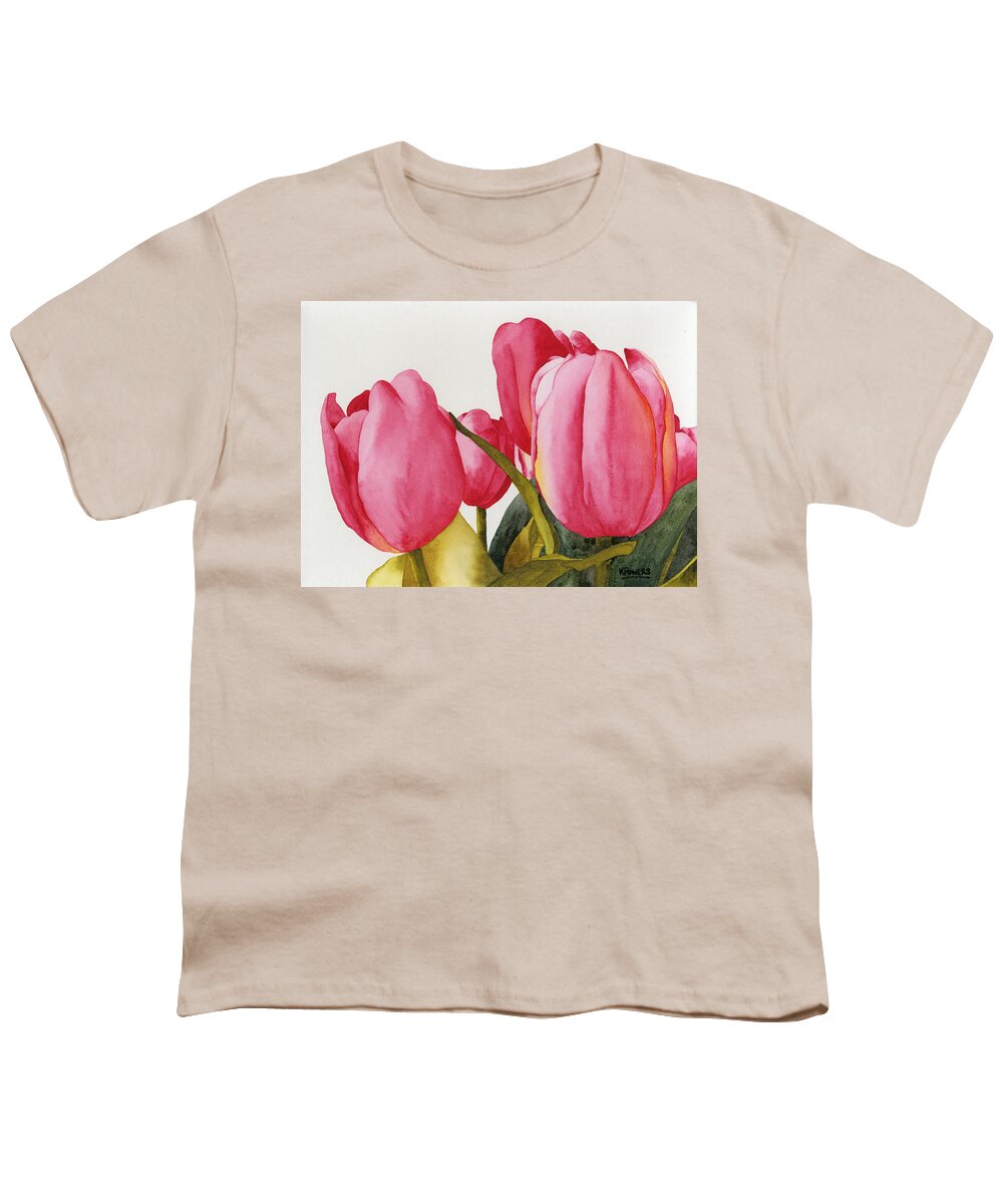 Tulip Youth T-Shirt featuring the painting Tulips For You by Ken Powers