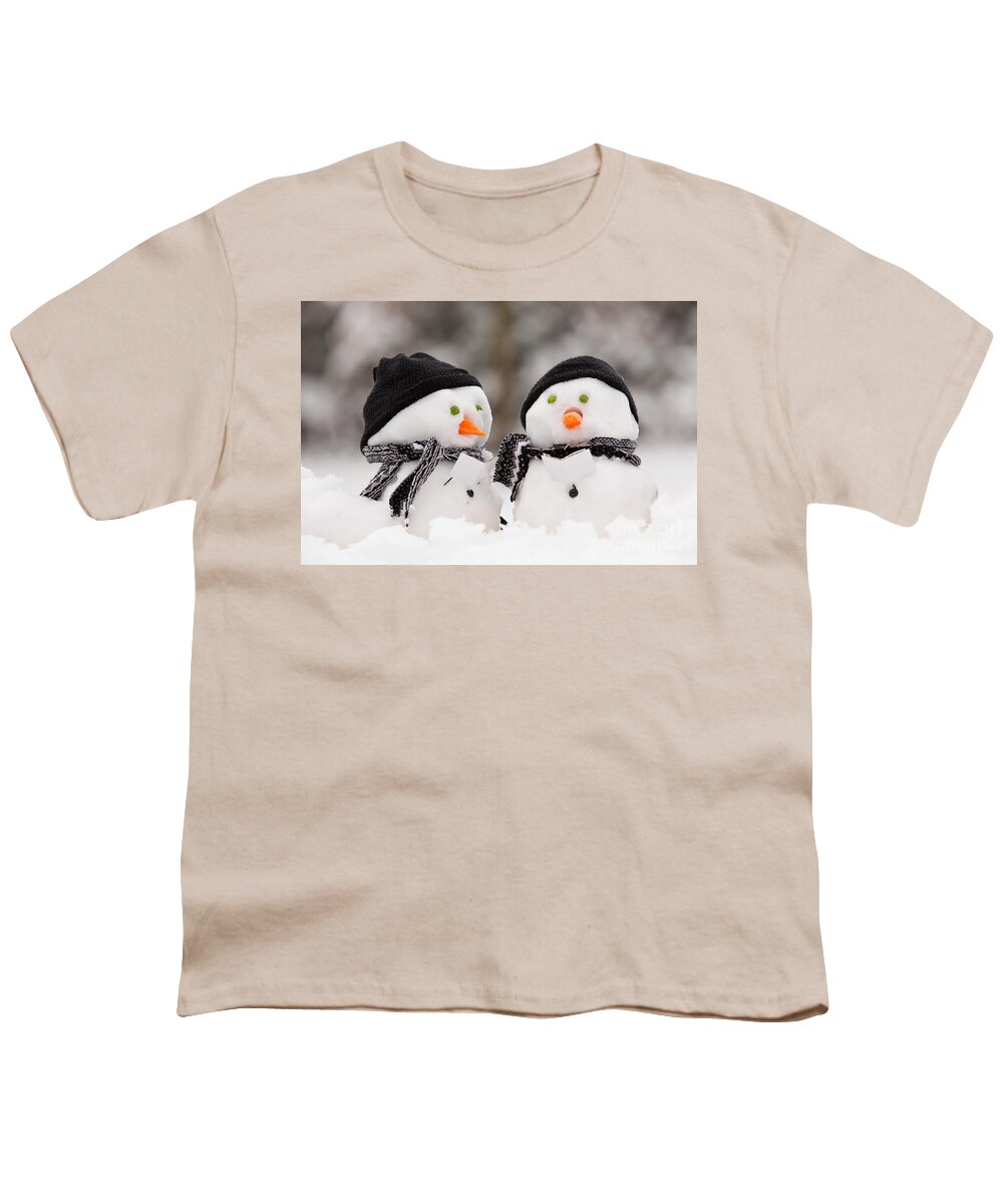 Snowmen Youth T-Shirt featuring the photograph Two little snowmen by Simon Bratt