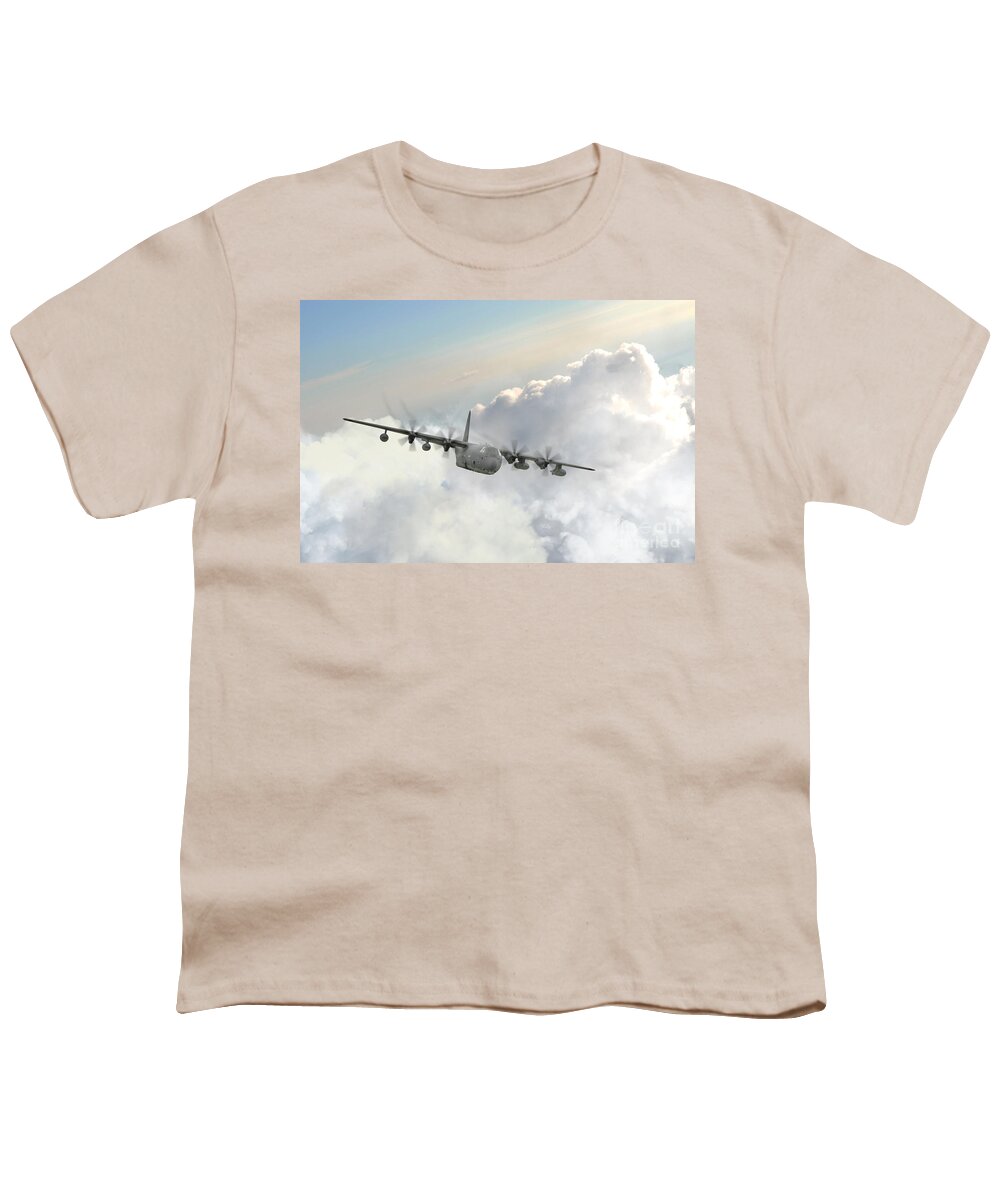 Usaf C130 Youth T-Shirt featuring the digital art Usaf C130 by Airpower Art