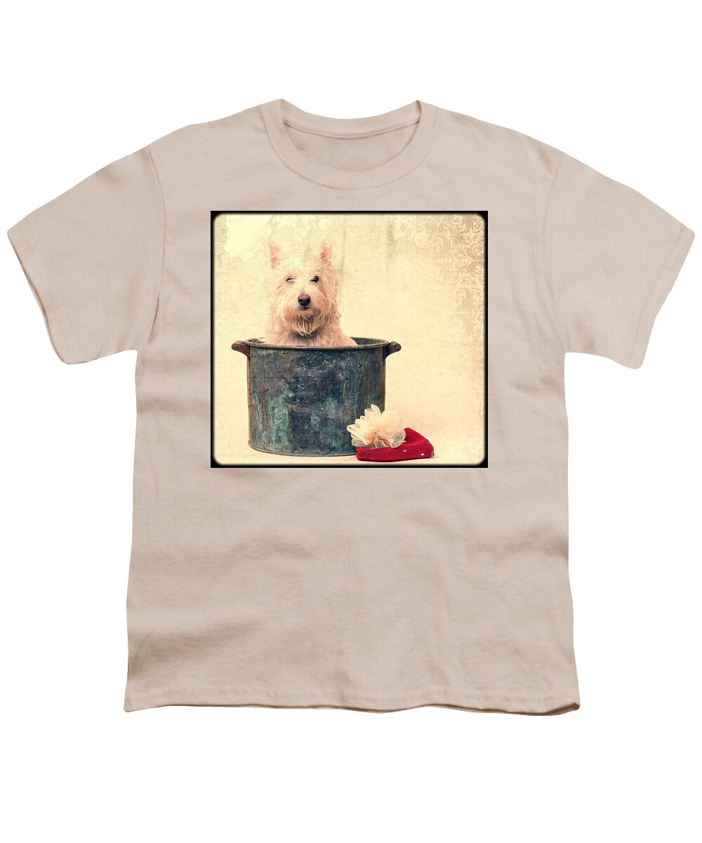 Dog Youth T-Shirt featuring the photograph Vintage Bathtime by Edward Fielding