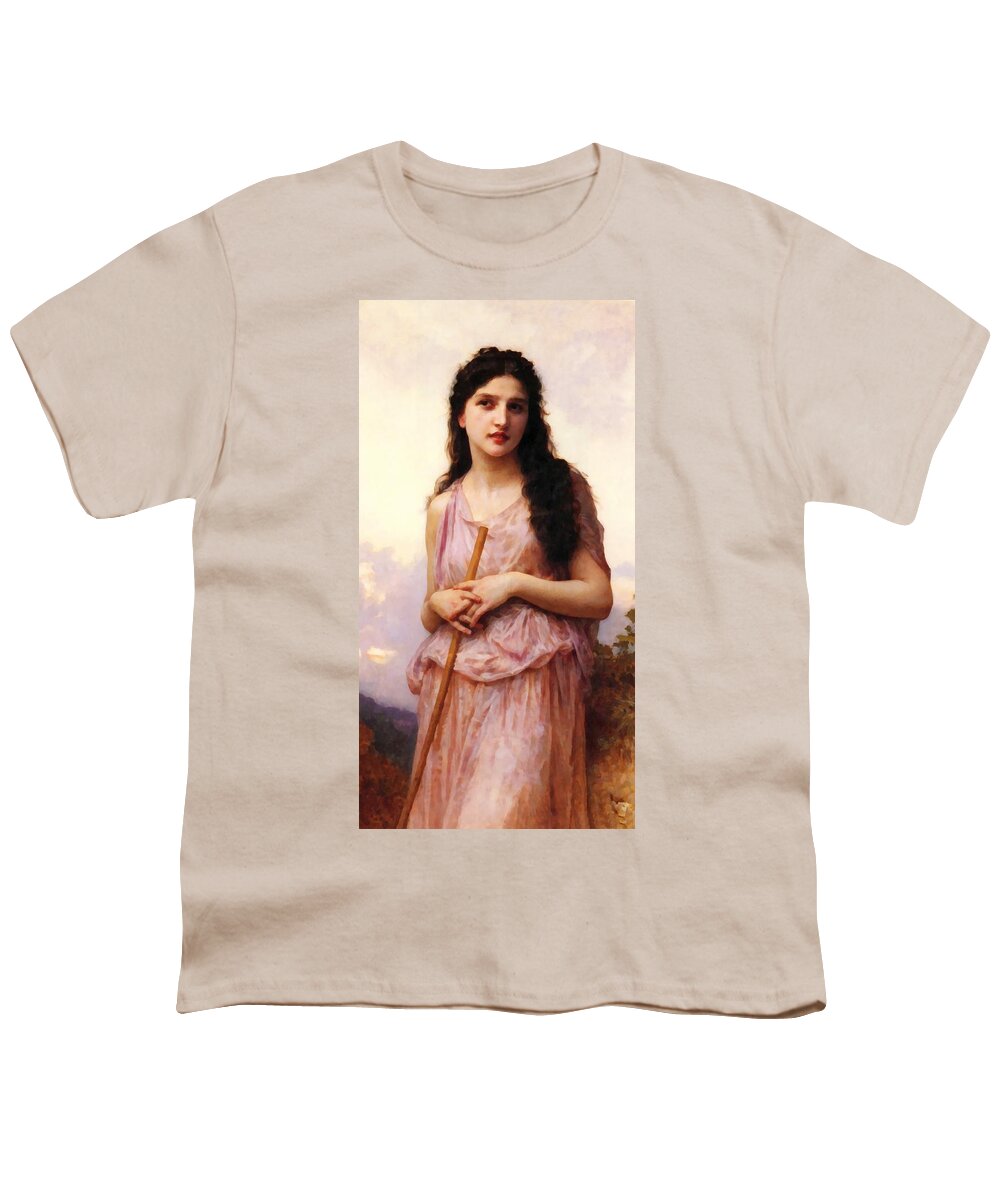 William Bouguereau Youth T-Shirt featuring the digital art Waiting by William Bouguereau