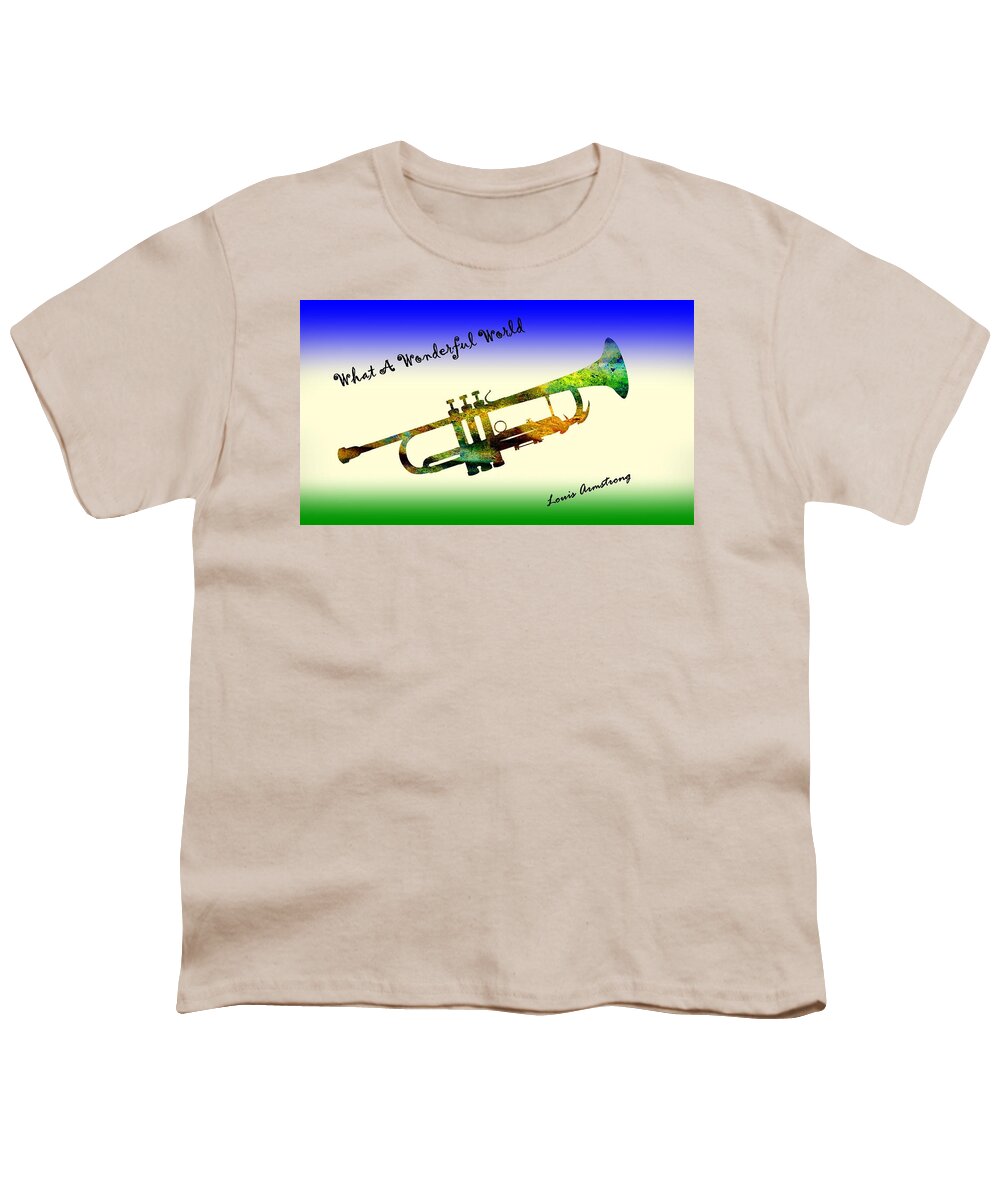 What A Wonderful World Youth T-Shirt featuring the painting What A Wonderful World Armstrong Trumpet by David Dehner