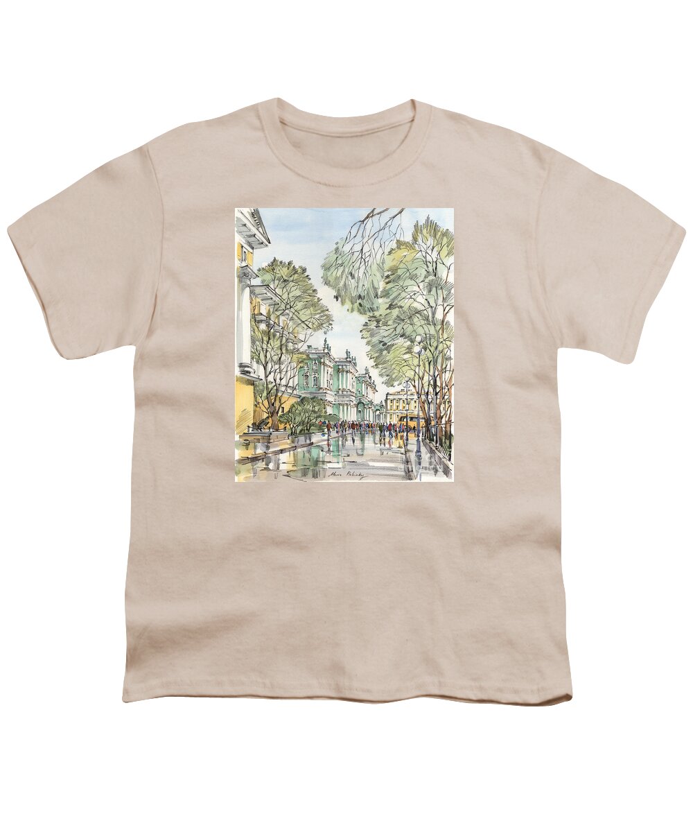 Winter Palace Saint Petersburg Youth T-Shirt featuring the painting Winter Palace Saint Petersburg by Maria Rabinky