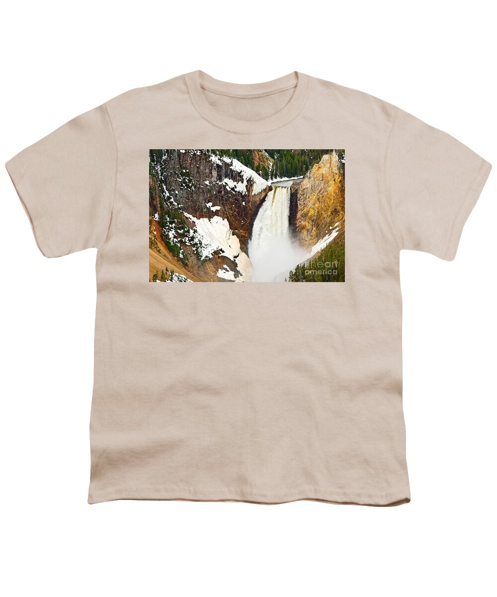 Yellowstone Falls Youth T-Shirt featuring the photograph Yellowstone Falls from Lookout Point. by Jamie Pham