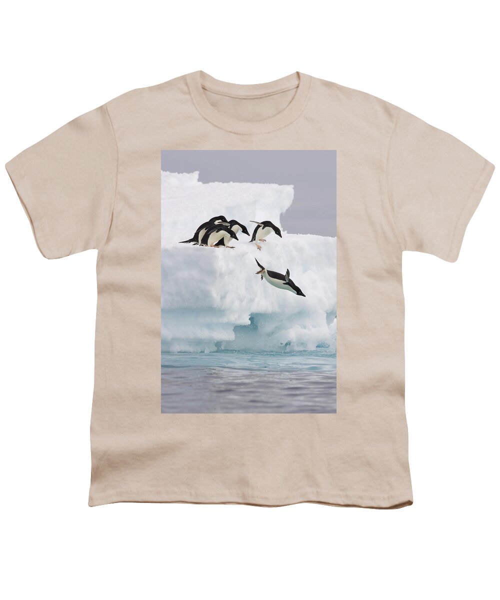 00761831 Youth T-Shirt featuring the photograph Adelie Penguin Diving Antarctica by Suzi Eszterhas
