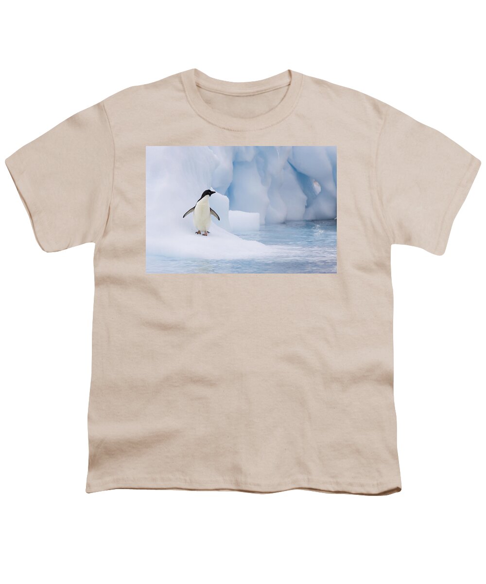 00761838 Youth T-Shirt featuring the photograph Adelie Penguin On Melting Iceberg by Suzi Eszterhas