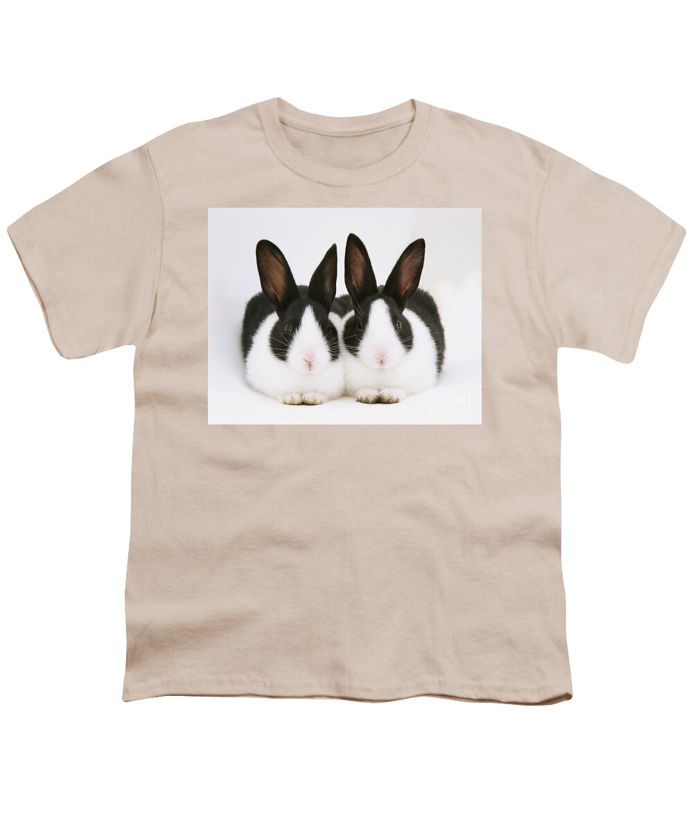 Black-and-white Dutch Rabbit Youth T-Shirt featuring the photograph Baby Black-and-white Dutch Rabbits by Jane Burton